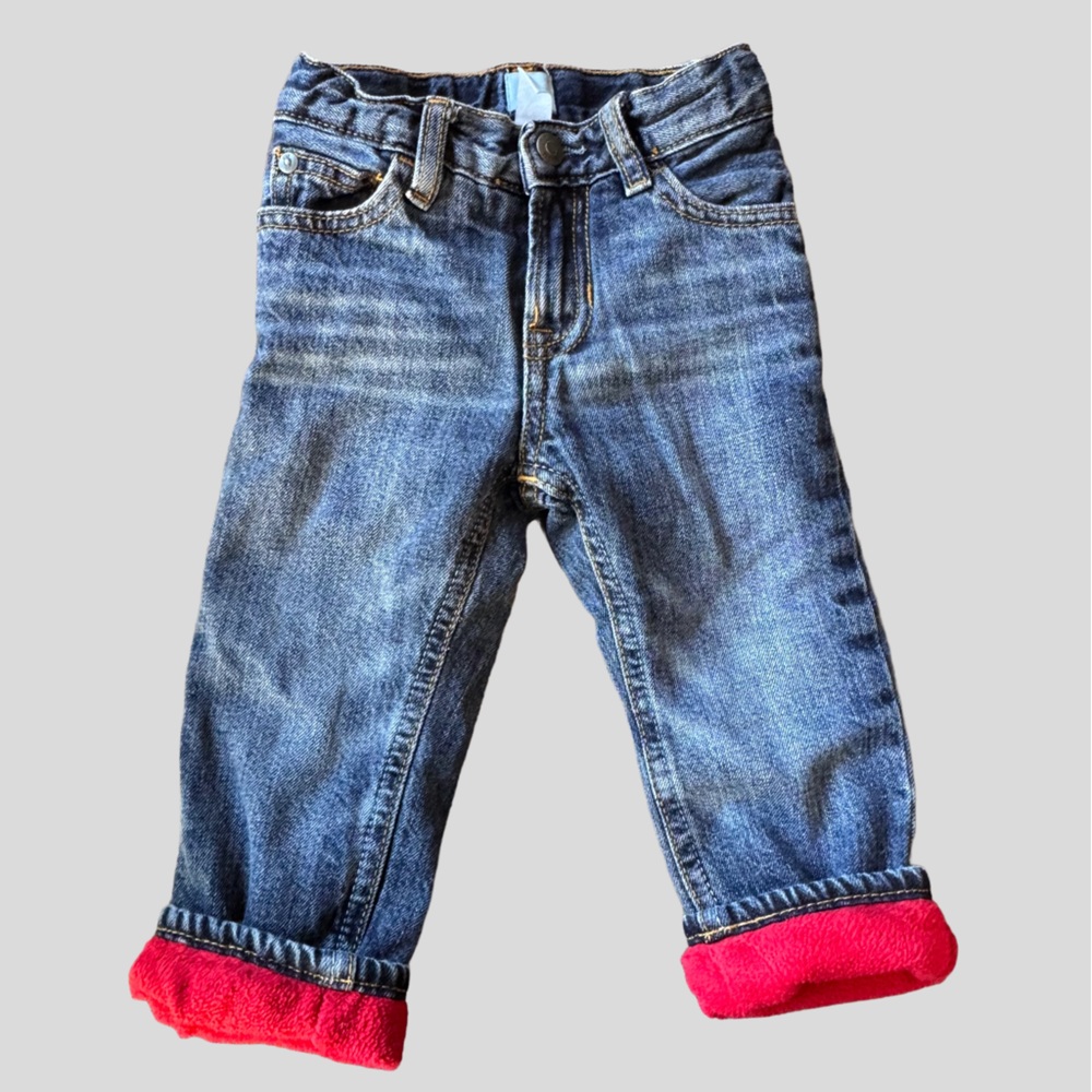 Baby Gap Red Fleece Lined Jeans Holiday